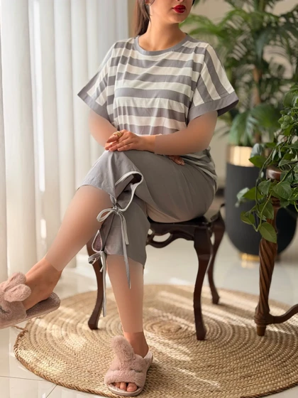 تیشرت شلوارک راه راه کد2519