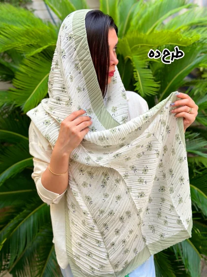شال پلیسه سبز تابستانه 3905