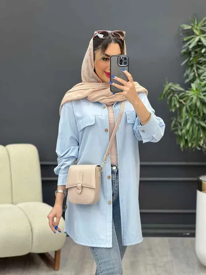 مانتو جیب نما بغل سه دکمه