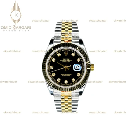 ساعت مچی رولکس دیت جاست سوئیسی صفحه مشکی ایندکس نگین Rolex Datejust