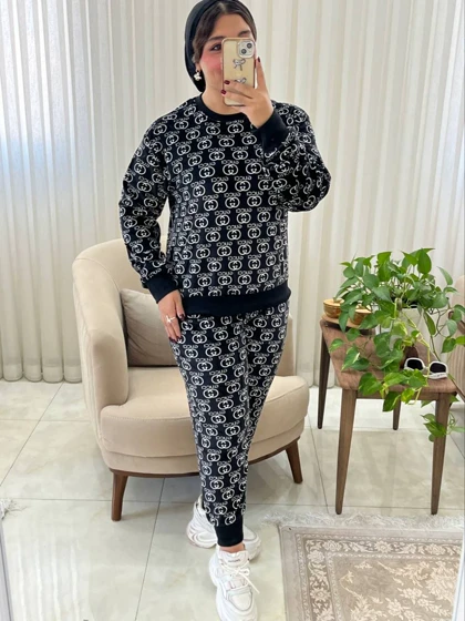 ست مچ دار زنانه و دخترانه اسپرت مخمل کد 483
