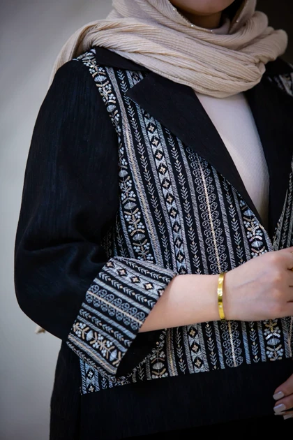 مانتو کتان لمه سوزن دوزی بغل چاک