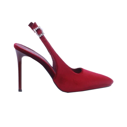 کفش پاشنه‌بلند زنانه مخملی قرمز کد 1869