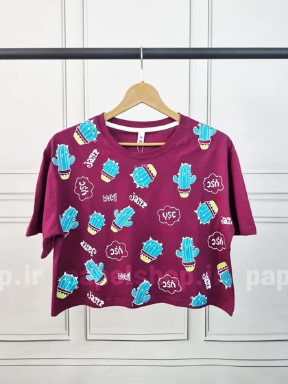 کراپ یقه گرد طرح کاکتوس