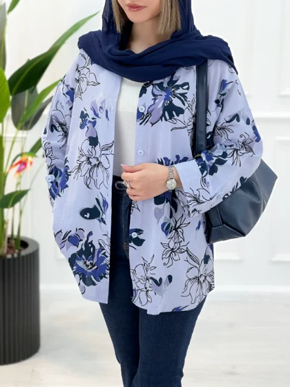 شومیز مانتویی گل‌دار