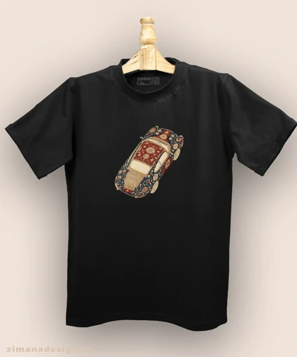 تیشرت مردانه و زنانه طرح ماشین تلفیق با فرش ایرانی