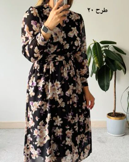 پیراهن حریر سرمه سری 13