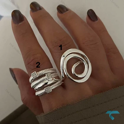 انگشتر نقره ایی طرح دار Ring-8910-L