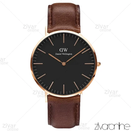 ساعت دنیل ولینگتون مردانه صفحه مشکی بند چرم قهوه ای 103539