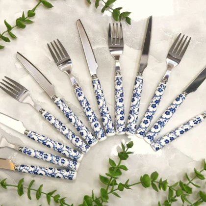 ست کارد و چنگال دنی هوم گل آبی / s66