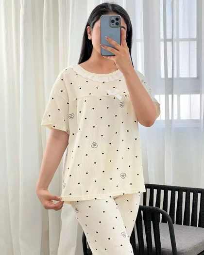 ست بلوز وشلوار راحتی موسلین کد 5851