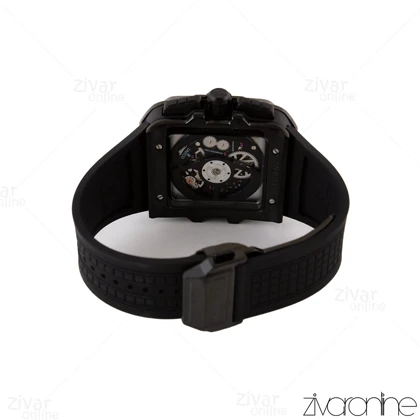 ساعت هابلوت مردانه مربعی سه موتوره مشکی صفحه دودی 104994