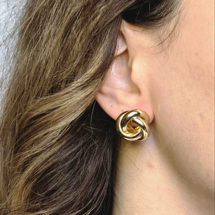 گوشواره طلایی پینترستی طرح گره