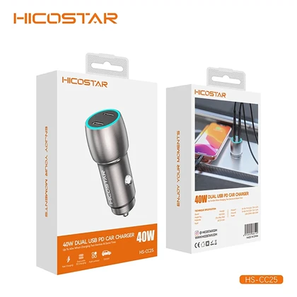 شارژر فندکی فست شارژ هایکو استار HICOSTAR مدل HS-CC25 توان 40 وات