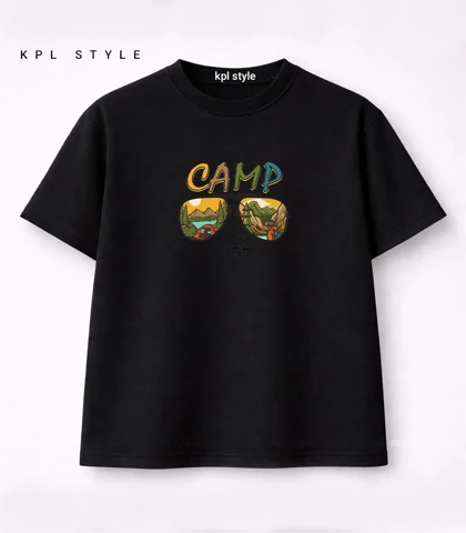 تیشرت باکسی یونیسکس طرح Camp Life کد 1308