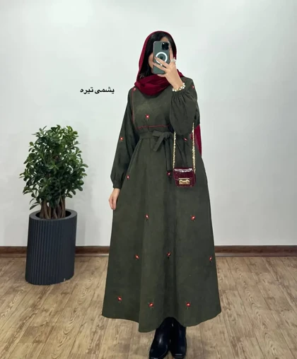 پیراهن مانتویی گلدوزی مهیاس