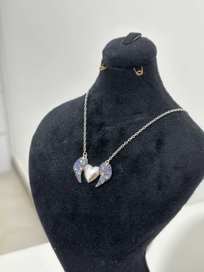 گردنبند نقره زنانه قلب بالدار 994