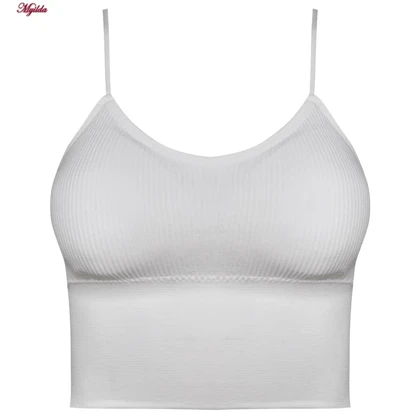 کراپ تاپ زنانه مدل پد متحرک رنگ سفید ماییلدا کد 5250-175