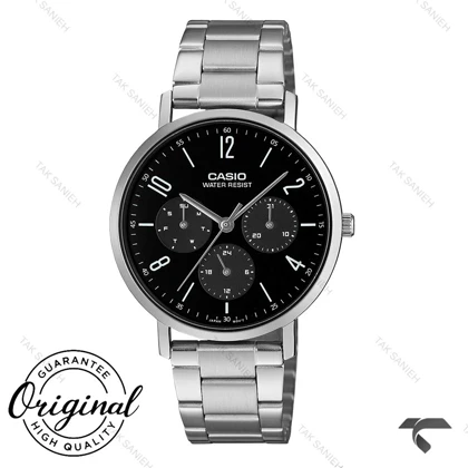 ساعت کاسیو MTP-VT06D-1B مردانه فول دیت سیلور صفحه مشکی Casio-10790-G