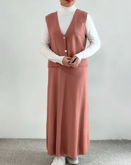 ست جلیقه و دامن بلند کد 4429