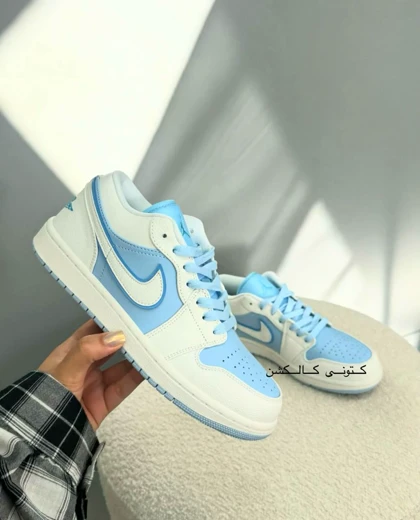 کتانی ویتنامی نایکی ایر جردن وان بدون ساق سفید آبی یخی Nike Air Jordan 1 Low Ice Blue