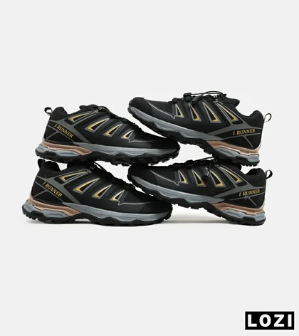 کفش کتانی بزرگ پا مشکی طلایی I-Runner