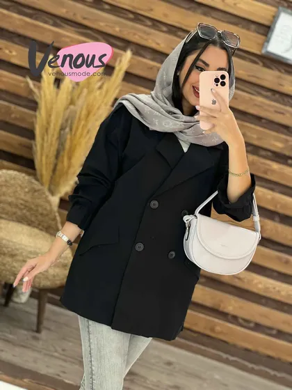مانتو کتی چهاردکمه آستین کش