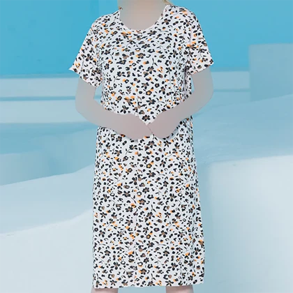 پیراهن زنانه آستین کوتاه یقه گرد طرحدار بلکس (نیکوتن پوش) کد 15426