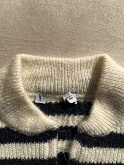 بامبر بافت راه راه سورمه ای H&M کد 256