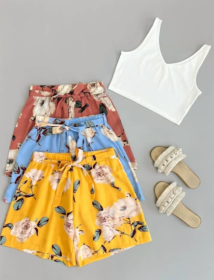 ست نیم‌تنه و شلوارک از برند shein کد 2584