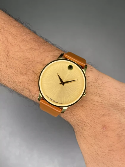 ساعت مچی موادو قهوه ای صفحه طلایی Movado