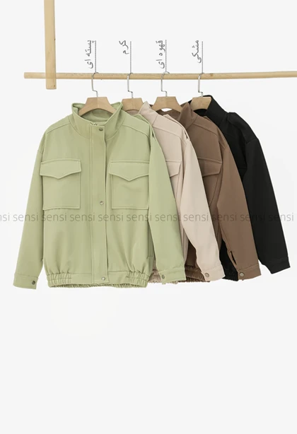 بامبر کتان کج راه جلو زیپ کد1004649