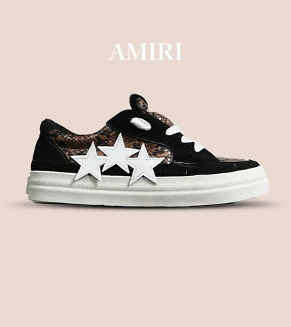 کفش اسنیکرزمشکی نارنجی سفید Amiri Stars v2 مدل 7069
