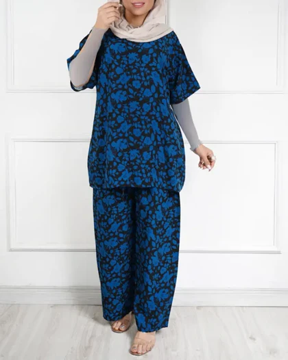 بلوز شلوار نخی مریم گلی 2050