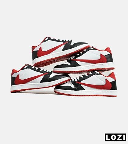 کفش کتانی مردانه مشکی سفید قرمز نایک NIKE travis scott
