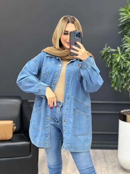 مانتو جین جیب کج