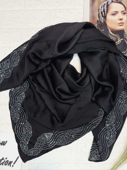 روسری مجلسی وارداتی نگین‌دار کد 253