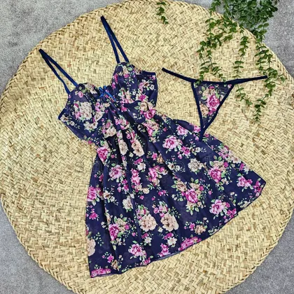 لباس خواب فنردار گل‌دار کد 3203