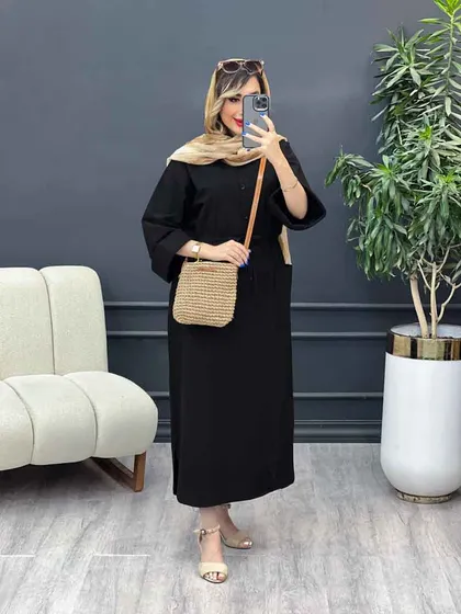 پیراهن بلند کمر گت تک جیب
