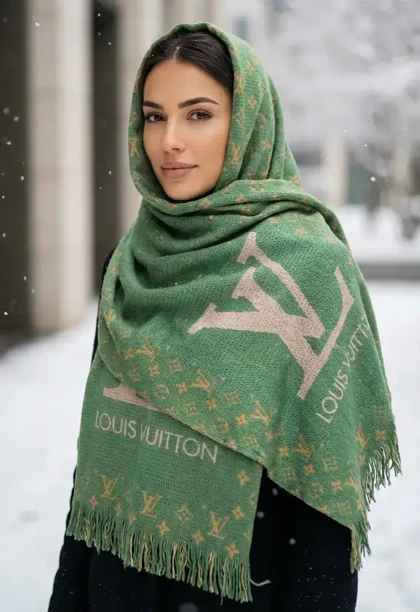 شال بافت زنانه طرح لویی ویتون | بافت ریز ترند زمستانی