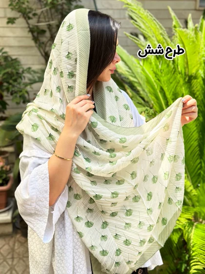 شال پلیسه سبز تابستانه 3905