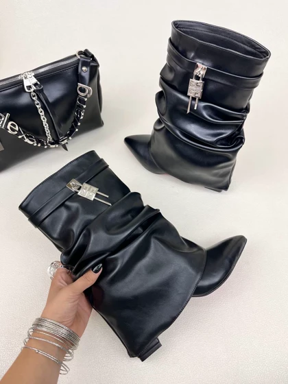 نیم بوت پاشنه‌دار زنانه ژیوانشی چروک GIVENCHY کد 1333 دختر طهرونی