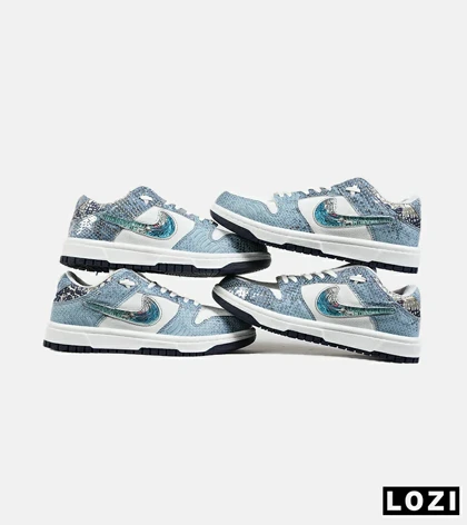 کفش کتانی مردانه و زنانه سفید آبی NIKE dunk low steam puppet