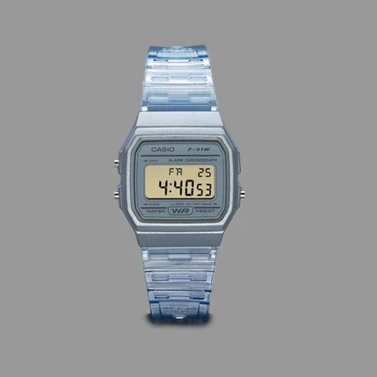 ساعت کاسیو یونیسکس آبی شفاف Casio F-91WS-7 Unisex Transparent Blue