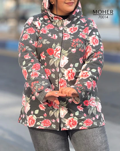 هودی زنانه سایز بزرگ طرح گل‌دار