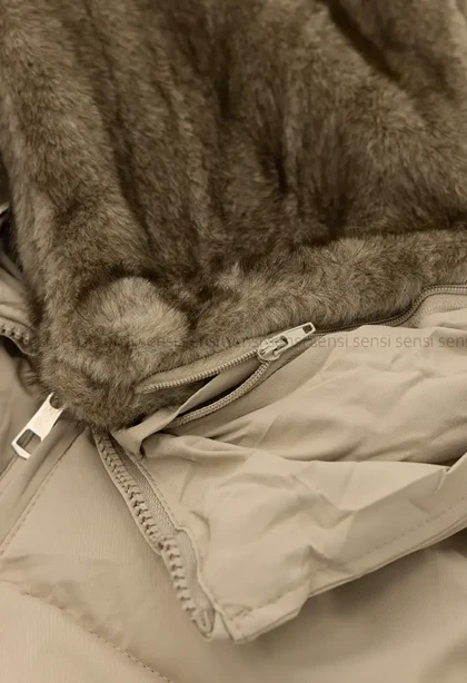 کاپشن وارداتی آستر دار کلاه پوست کد1004857