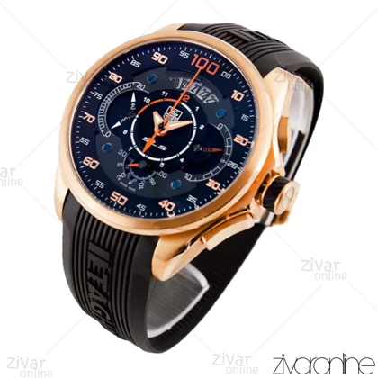 ساعت تگ هویر مرسدس بنز مردانه قاب رزگلد بند رابر مشکی 102458