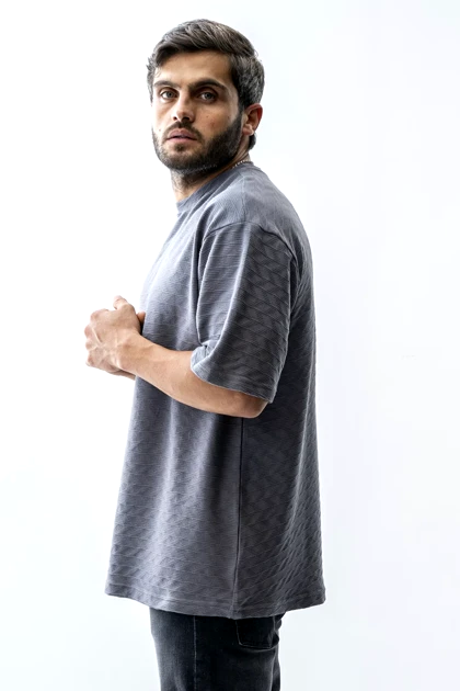 تیشرت باکسی ژاکارد مردانه