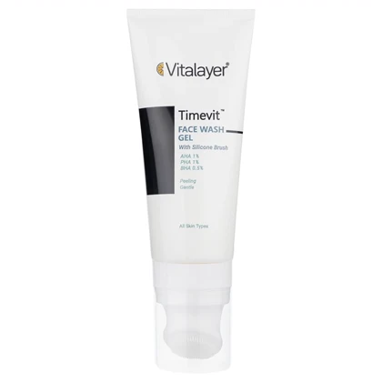 ژل شستشوی صورت ویتالیر مدل Timevit با براش سیلیکونی مناسب انواع پوست 200ml