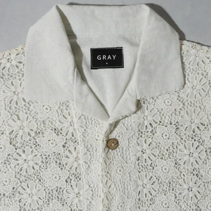 گری پیراهن آستین کوتاه white guipure shirt